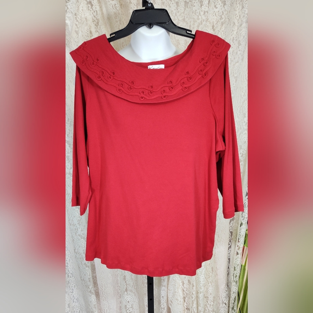 Kim Rogers Red Knit Top Plus Size 2X